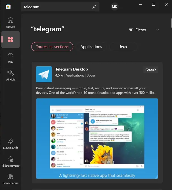 مكتبة تطبيقات متجر Microsoft Store